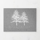 Bomen in reliëf grijs kraftpapier winterbruiloft drieluik uitnodiging (Cover)