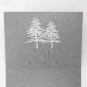 Bomen in reliëf grijs kraftpapier winterbruiloft drieluik uitnodiging (Binnenzijde eerst)