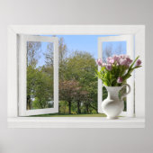 Bomen in Springtime - Open Uitzicht voor venster m Poster (Voorkant)
