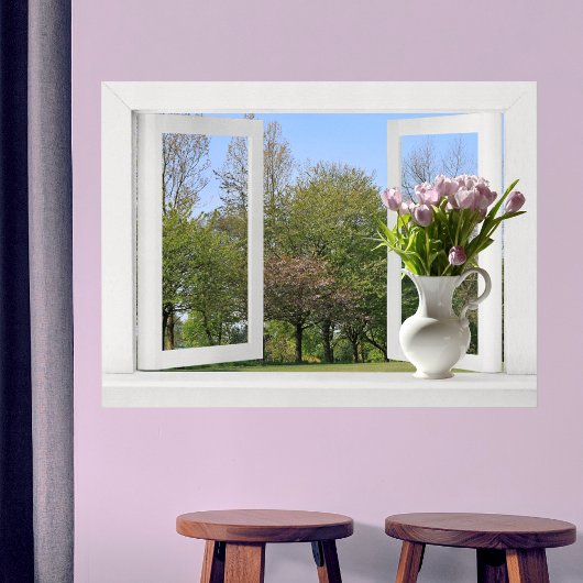 Bomen in Springtime - Open Uitzicht voor venster m Poster