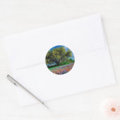 Bomen leven eik onder Texas Bluebonnets Ronde Sticker (Envelop)