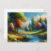 Bomen Meer in Landschap, Briefkaart (Voorkant / Achterkant)