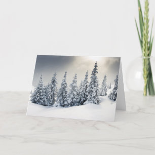 Bomen met Rijp en Sneeuw worden behandeld die Feestdagen Kaart