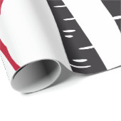 Bomen met rode kerstherten en vogels cadeaupapier (Rol Hoek)