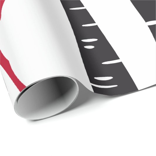 Bomen met rode kerstherten en vogels cadeaupapier (Rol Hoek)