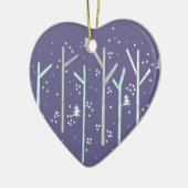 Bomen met vallende sneeuw keramisch ornament (Links)