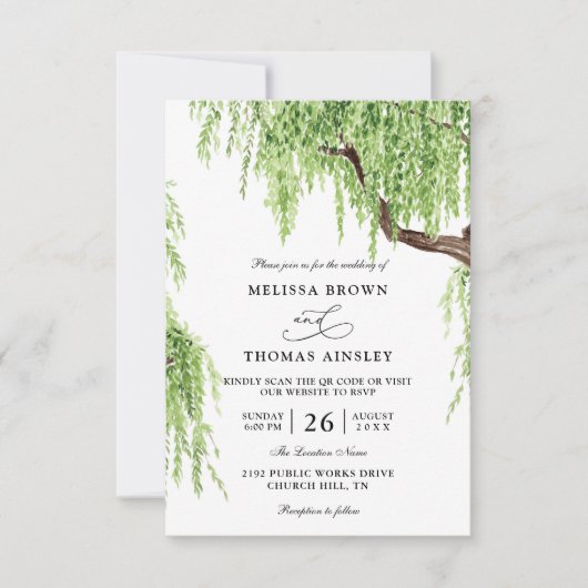 Bomen met Willow Budget QR Code Weddenschap Kaart (Voorkant)