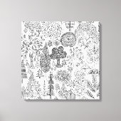 Bomen Modern Zwart-Wit met de Hand Getekende Kunst Canvas Afdruk (Voorkant)