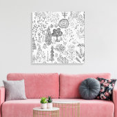 Bomen Modern Zwart-Wit met de Hand Getekende Kunst Canvas Afdruk (Insitu (Woonkamer))