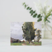 Bomen naast een dorp briefkaart (Staand voorkant)