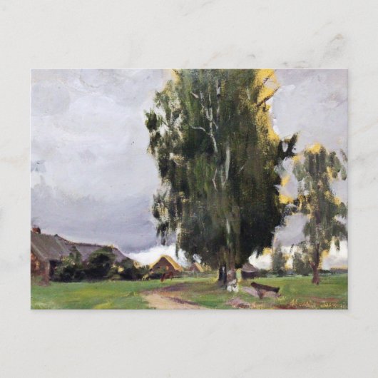 Bomen naast een dorp briefkaart (Voorkant)