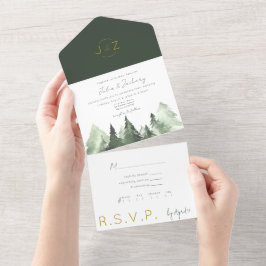 Bomen Natuur Classic/Modern Combo Wedding Invite All In One Uitnodiging