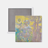 Bomen op gele achtergrond, Redon Magneet (Voorkant / Achterkant)