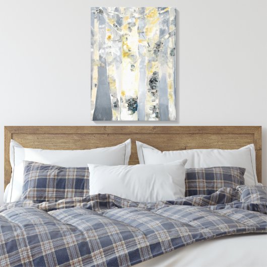 Bomen op grijze achtergrond canvas afdruk (Insitu (Slaapkamer))