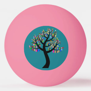 Bomen op roze pingpongballen