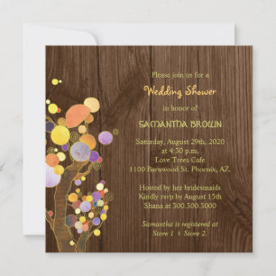 Bomen op Rustic Wood Grain Wedding Shower Kaart