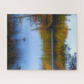 bomen over een meer in de puzzel van de herfst (Horizontaal)