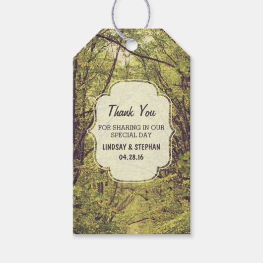Bomen Pad Bruiloft Dank u Cadeaulabel (Voorkant)