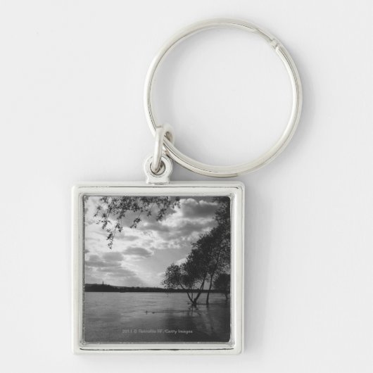 Bomen per meer B&W Sleutelhanger (Voorkant)