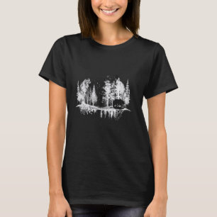 Bomen Reflection Wilde Natuur Dierlijke Beer Outdo T-shirt