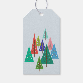 Bomen Retro geïnspireerde winterkerstcadeautags Cadeaulabel