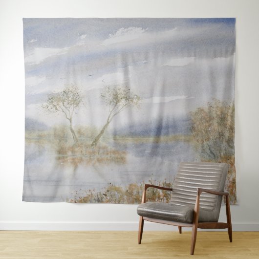 Bomen ruziën Waterverf Landschap Wandkleed (In Situ (horizontaal))