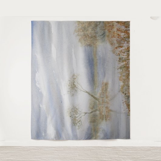 Bomen ruziën Waterverf Landschap Wandkleed (Voorkant)