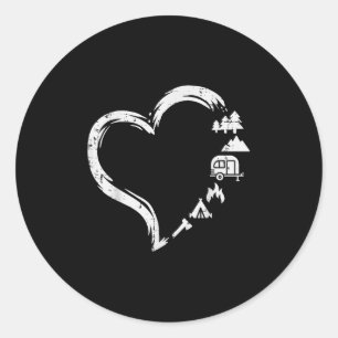 Bomen Rv Van Kampvuur Tent Hart Schattig Lief Kamp Ronde Sticker