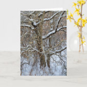 Bomen Sneeuw Winter Art Note Kaart (Gele Bloem)
