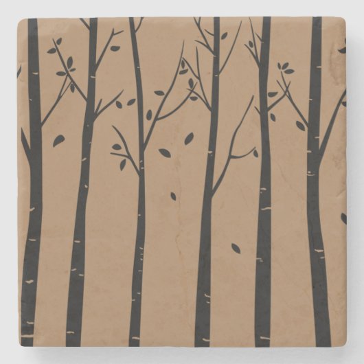 Bomen vallen aan stenen onderzetter (Voorkant)