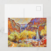 Bomen Waterval Abstract oliesschilderij Briefkaart (Voorkant / Achterkant)