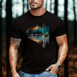 Bomen Weerspiegeling Wilde dieren Natuur Beer T-shirt