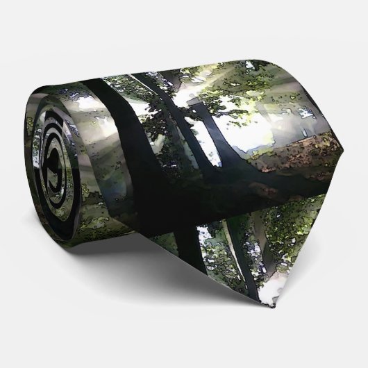 Bomen - Zonlicht door bos Stropdas (Opgerold)