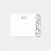 Bomen zwart-wit illustratie gepersonaliseerd post-it® notes (Voorkant)