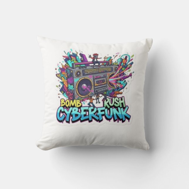 bomrush cyberfunk kussen (Voorkant)