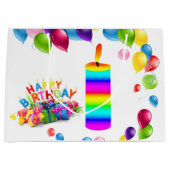 Bon Anniversaire Sac Cadeau Bougie Ballons (Devant)