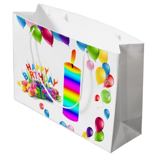 Bon Anniversaire Sac Cadeau Bougie Ballons (Dos Angle)