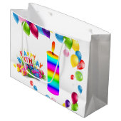 Bon Anniversaire Sac Cadeau Bougie Ballons (Devant Angle)