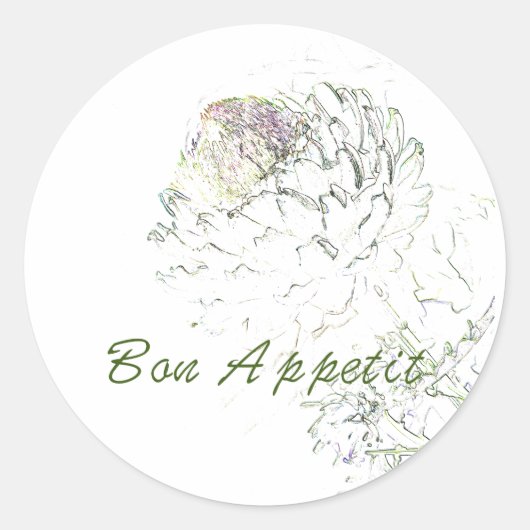 Bon appétit Artichoke Ronde Sticker (Voorkant)