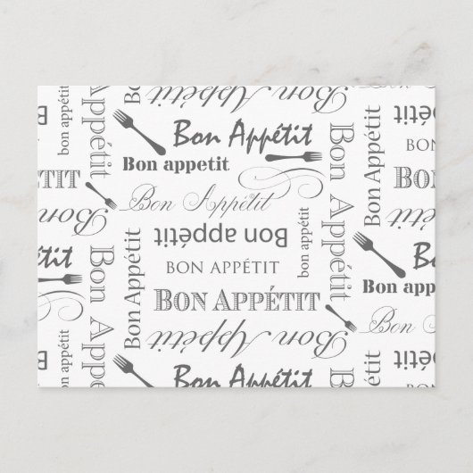 Bon Appetit Classic Frans Zwart-wit Briefkaart (Voorkant)