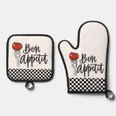 Bon Appetit Design Oven Mitt & Pot Holder Set (Voorkant)
