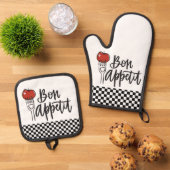 Bon Appetit Design Oven Mitt & Pot Holder Set (Top down)