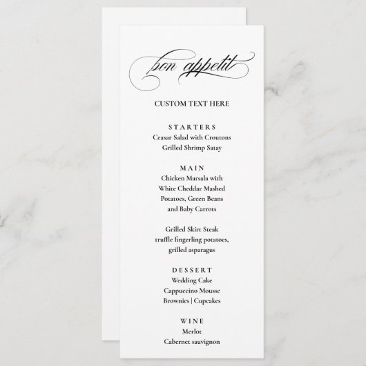 Bon Appetit elegant Menu (Voorkant / Achterkant)