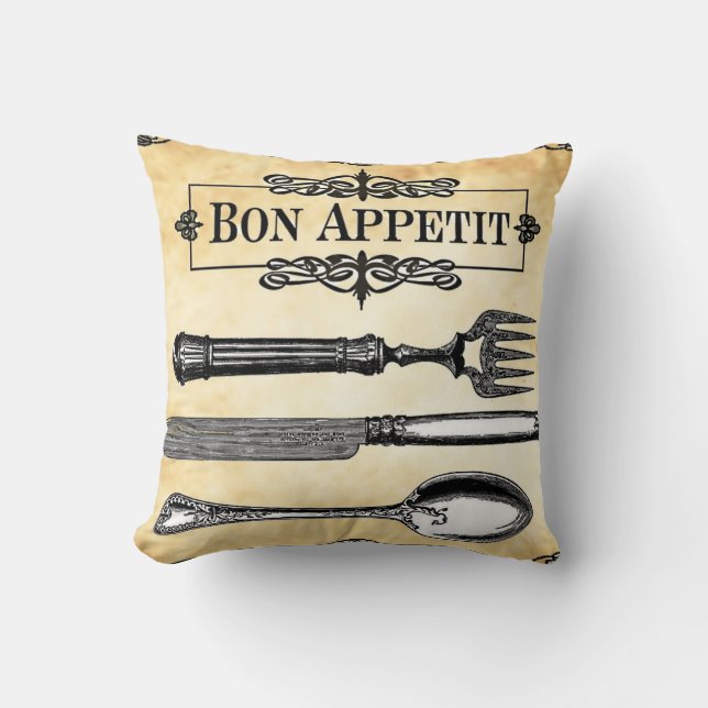 Bon Appetit French Table Setting Decorative Pillow Kussen (Voorkant)