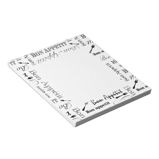 Bon Appetit Gourmet Chef Elegant Pattern Notitieblok (Schuin)