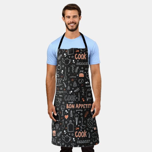 Bon Appetit Pattern Schort (Gedragen)