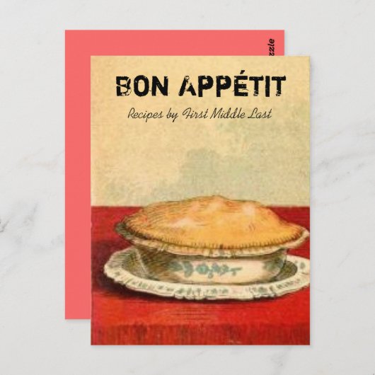 Bon Appetit Pie Recette Carte (Devant / Derrière)
