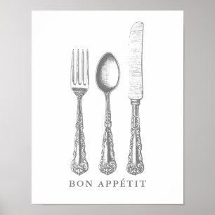 Bon appétit poster Franse sjabloon citaat