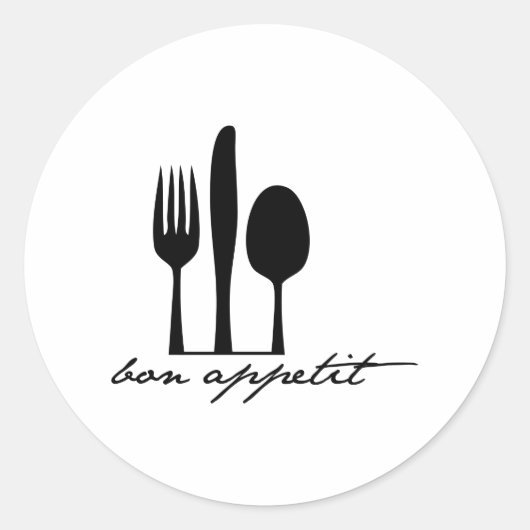 Bon Appetit Ronde Sticker (Voorkant)