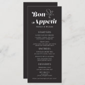 Bon Appetit Weddenschap Dinner Black White Menu (Voorkant / Achterkant)
